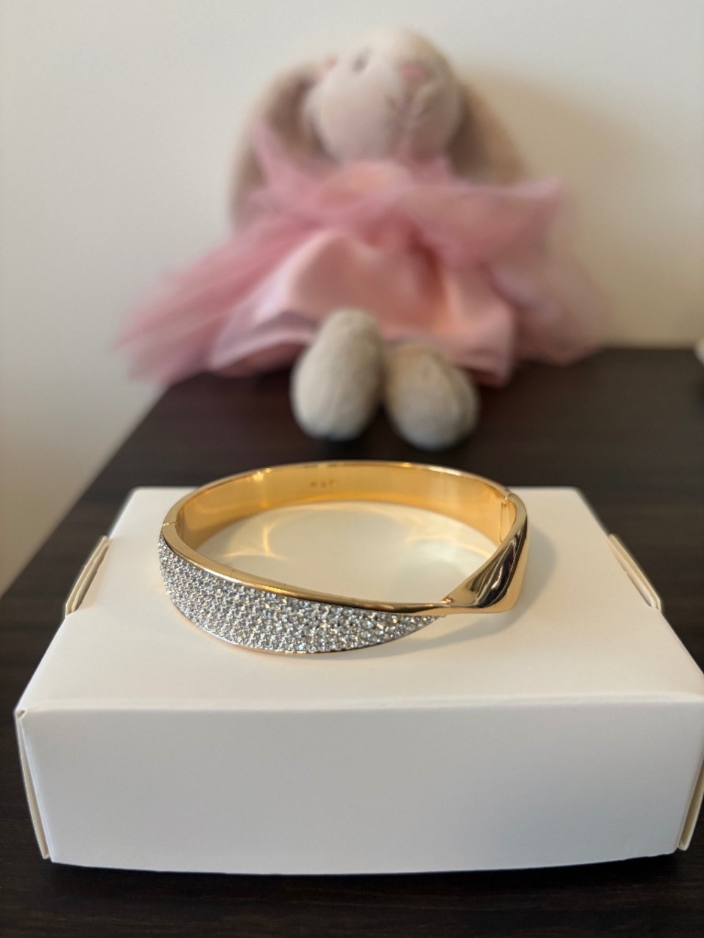 Swarovski Freedom Pave Crystal Bangle Bracelet Gold Size M